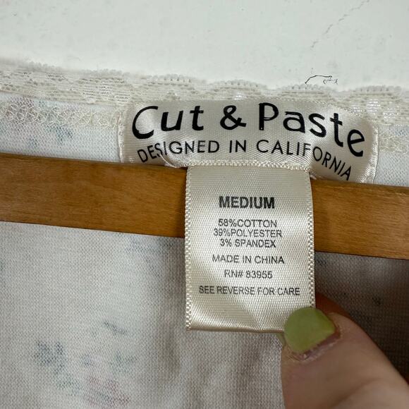 Cut n Paste Womens Babydoll Top Size Medium Cropped Y2K Floral Feminine Delicate - Picture 5 of 6